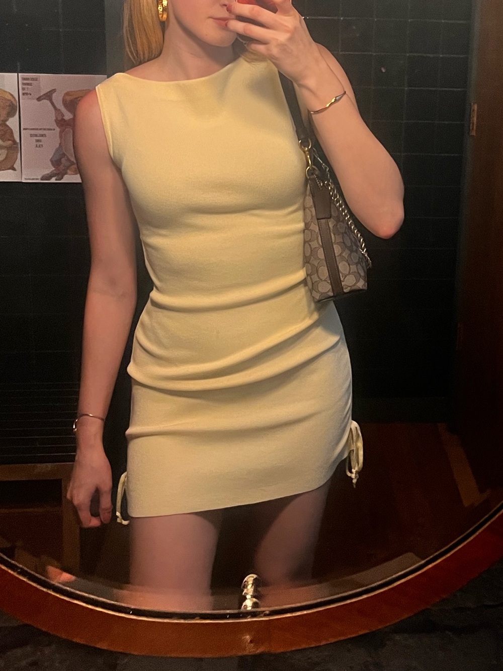 H&M Pale Yellow Sleeveless Bodycon Mini Dress